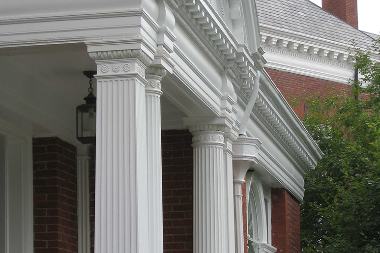 Architectural columns with classic design and decorative capitals